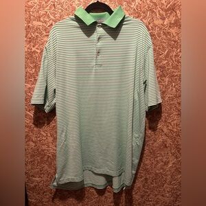 Peter Millar Souther Comfort Green‎ White Stripe Polo Short Sleeve Size XL
